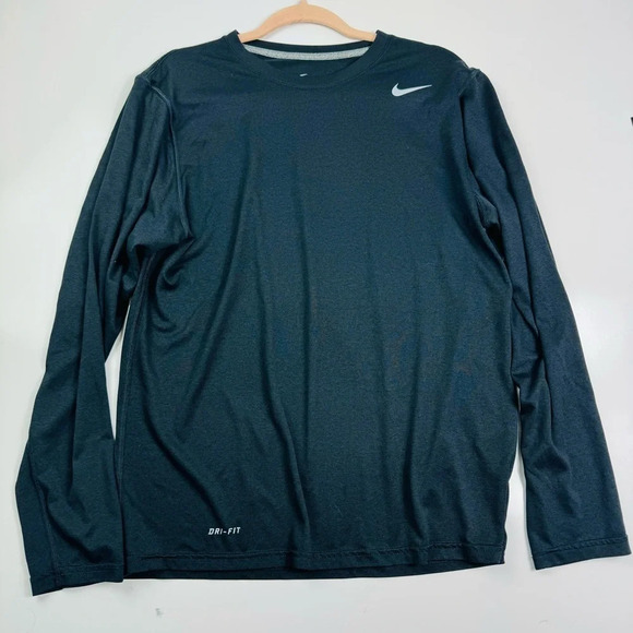 Nike Black DriFit Long-Sleeve Running‎ Top Medium - Picture 3 of 7